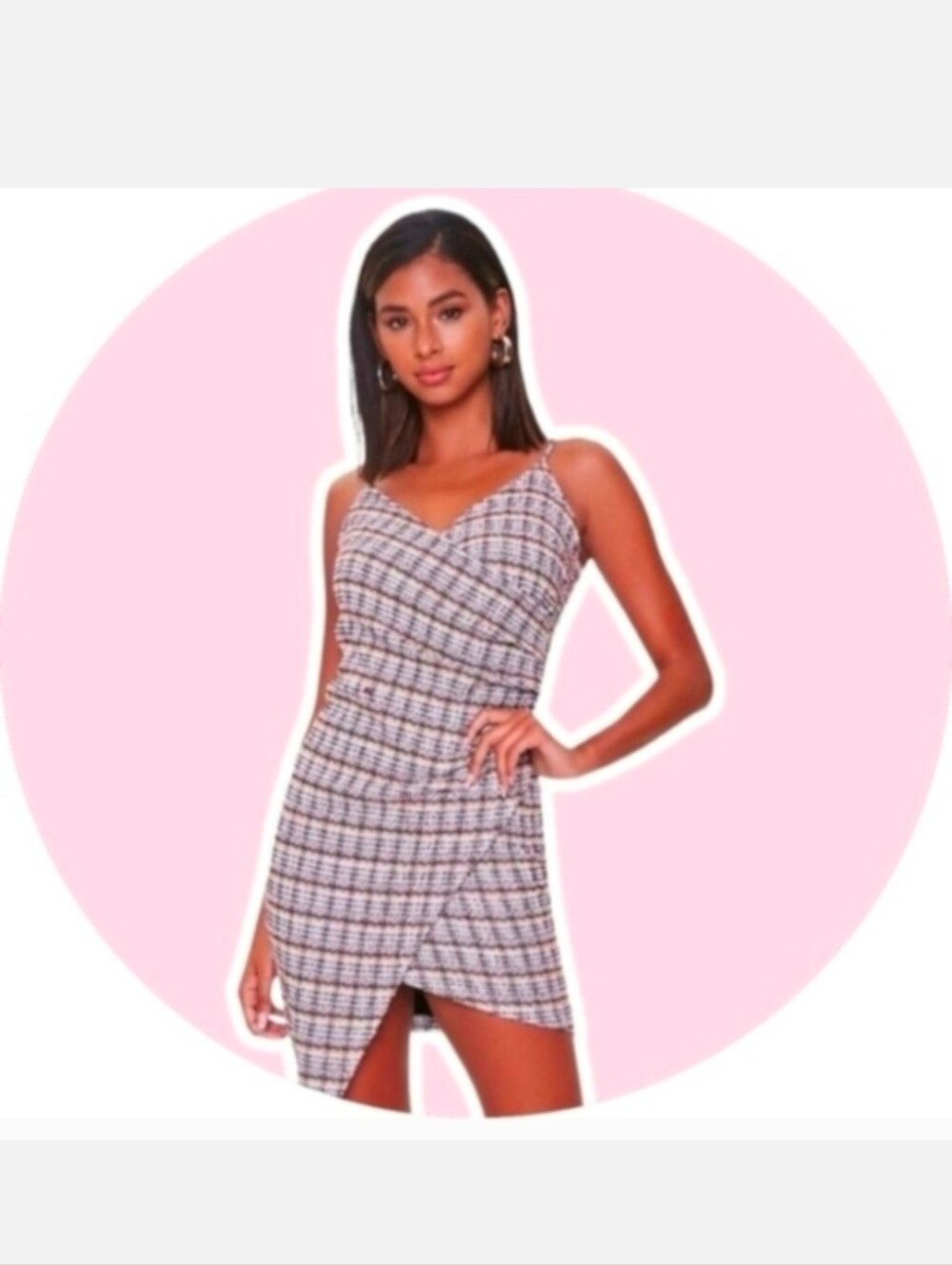 Almost Famous Cotton Blend Tweed Dress with Asymmetric Hem